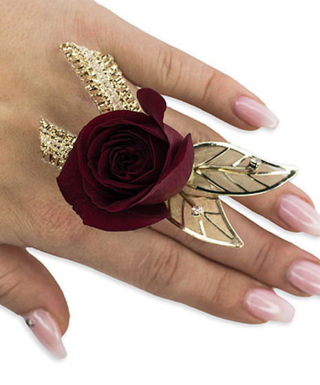 Ruby Metallic Floral Ring